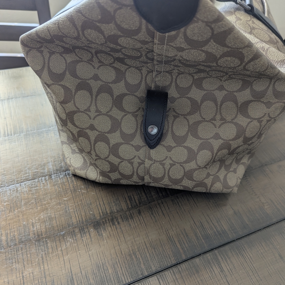 Coach Signature Canvas Brown and Black Duffel Bag - Picture 3 of 5